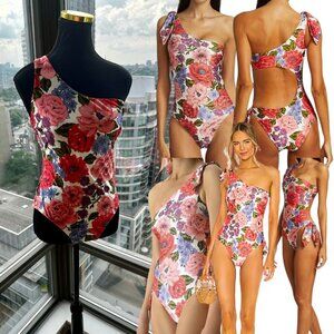 🆕 ZIMMERMANN 🧿 NWOT Poppy One-Shoulder Floral One Piece Bathing Suit -  Sz 3